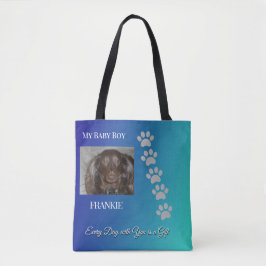 Bolsa Tote Brilho envolto em Pelagem-Azul-Marinho/Verde Pet T