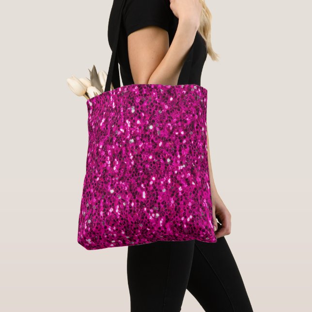 Bolsa Tote Brilho falso rosa quente (Close Up)