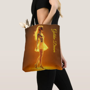 Bolsa Tote Brilho luminoso do ouro do modelo de fantasia radi