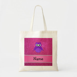 Bolsa Tote Brilho roxo conhecido personalizado do rosa da
