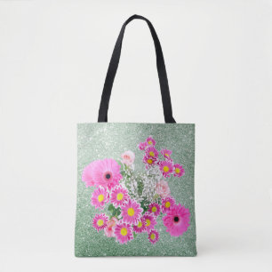 Bolsa Tote Brilho verde verde-suave rosa
