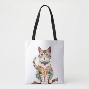 Bolsa Tote Brincadeira Adorável Brincadeira De Gato Geométric