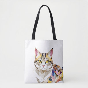 Bolsa Tote Brincadeira Adorável Brincadeira De Gato Geométric