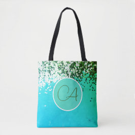 Bolsa Tote Brincadeira Confetti Monograma Turquoise