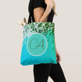 Bolsa Tote Brincadeira Confetti Monograma Turquoise
