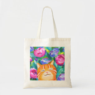 Bolsa Tote Brincadeira Laranja Brincadeira Gato Com Flores Dã