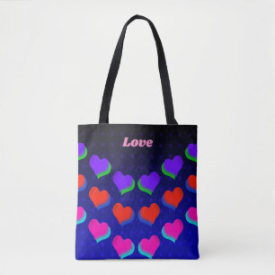 Bolsa Tote Brincadeira Selvagem Corações Coloridos Padrão 