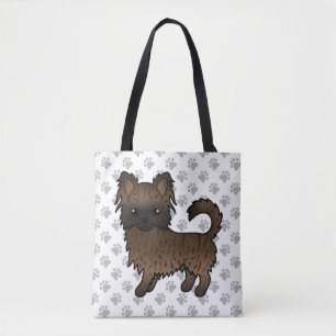 Bolsa Tote Brindle Long Casaco Chihuahua Cartoon Dog & Paws