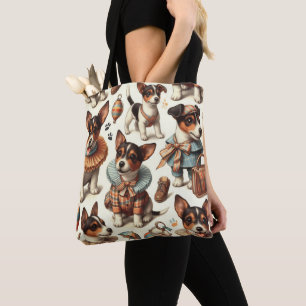 Bolsa Tote Brinquedo de folha branca Fox Terrier sem costura