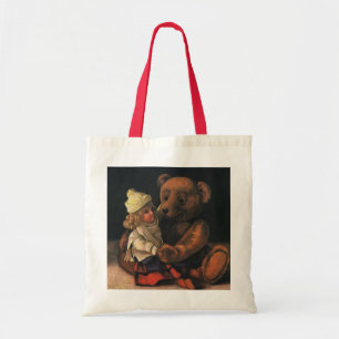 Bolsa Tote Brinquedos de Natal Antigos, Boneca e um Ursinho d