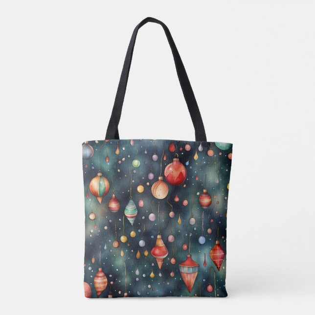 Bolsa Tote Brinquedos Feriados, Arte de Aquarela Decoração de (Verso)