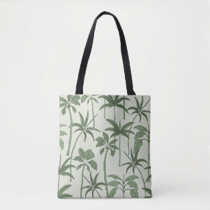 Bolsa Tote Brisa Botânica: Palmeira Salvia Ilustrada à Mão