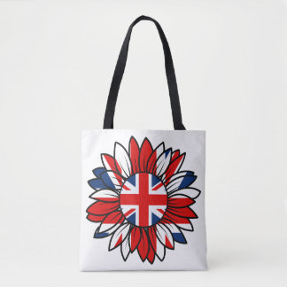 Bolsa Tote British Flag Sunflower Design Women's
