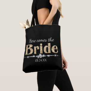 Bolsa Tote Brito Dourado e Ouros em Preto