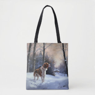 Bolsa Tote Brittany Spaniel Deixa-o nevar o Natal