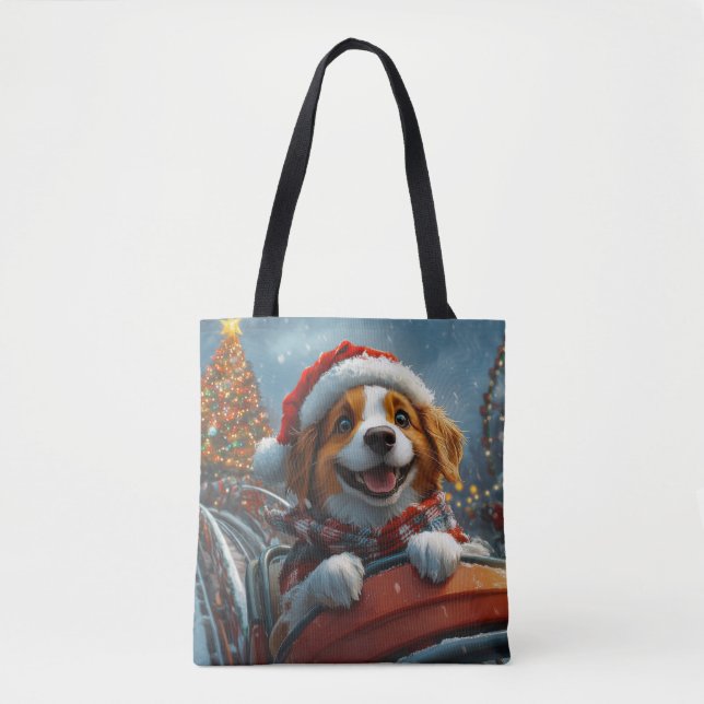 Bolsa Tote Brittany Spaniel Dog Natal (Frente)