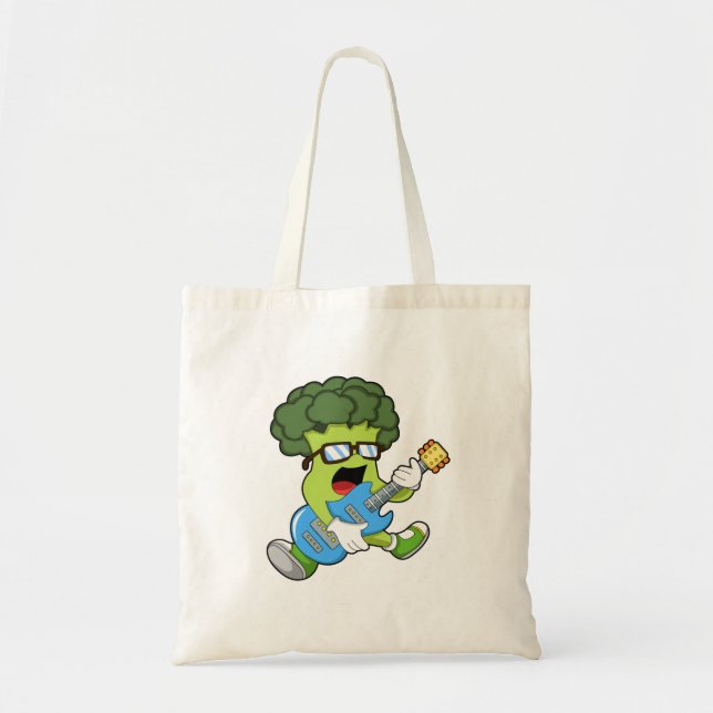Bolsa Tote Broccoli como músico com guitarra (Frente)