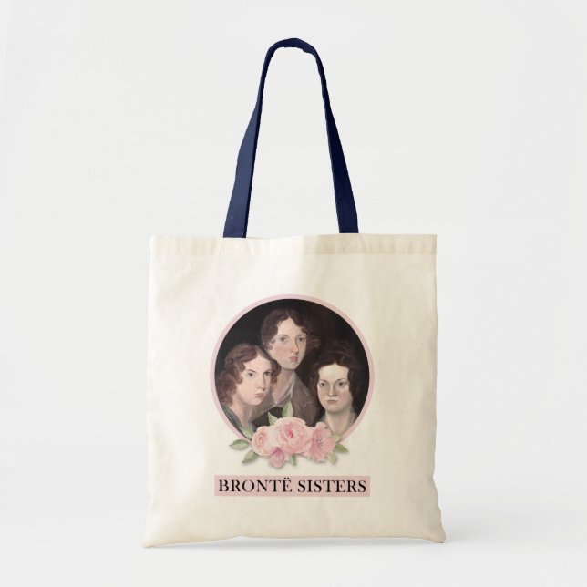 Bolsa Tote Bronte Sisters Retrato com Rosas Rosa (Frente)