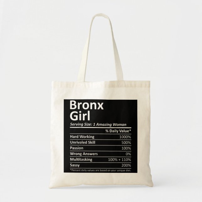 Bolsa Tote BRONX GIRL NY NEW YORK Funny City Home Raízes EUA  (Frente)