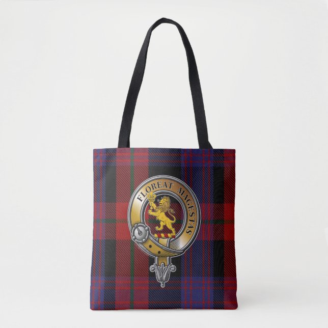Bolsa Tote Broun Tartan e Crachá (Frente)