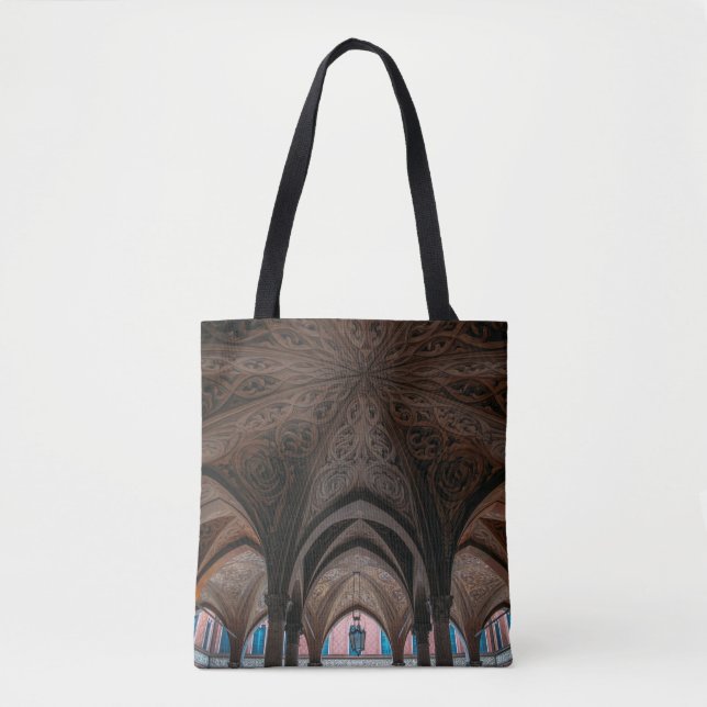 Bolsa Tote Brown and black wooden building interior (Frente)