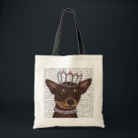 Bolsa Tote Brown Chihuahua e Tiara<br><div class="desc">Pets</div>