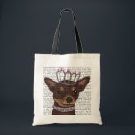 Bolsa Tote Brown Chihuahua e Tiara<br><div class="desc">Pets</div>