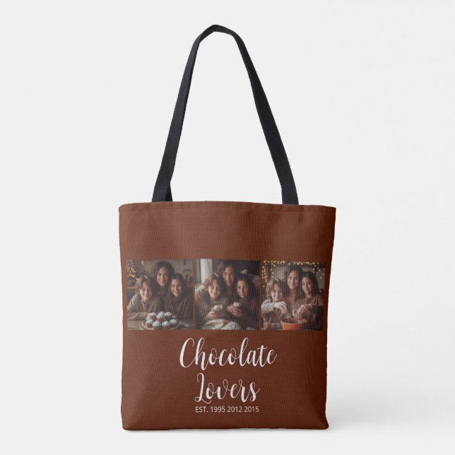 Bolsa Tote Brown Chocolate Lovers Established 3 Photo Script (Verso)