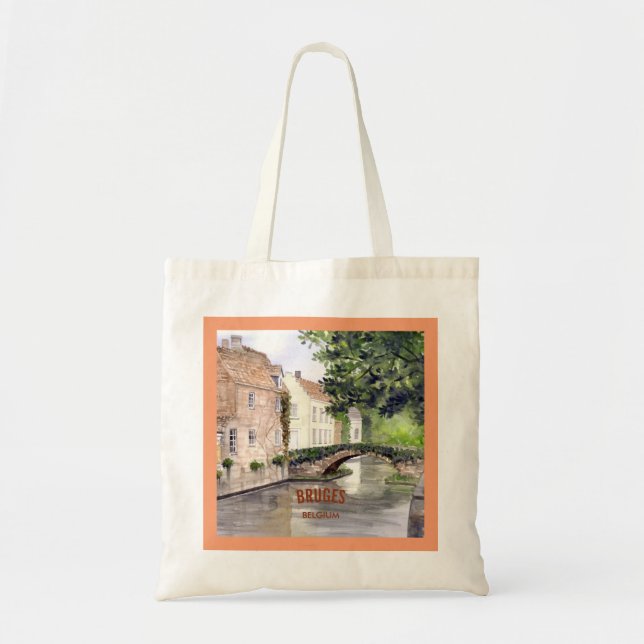 Bolsa Tote Bruges Watercolor Painting por Farida Greenfield (Frente)