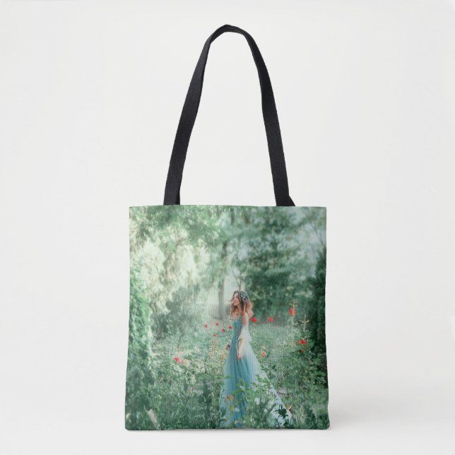 Bolsa Tote Brunette Princess: Aquarela Floresta Fada (Frente)