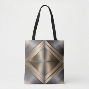 Bolsa Tote Brushed Metallic Geometric Diamond Pattern