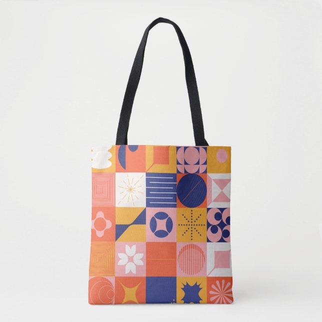 Bolsa Tote Brutalism art inspired abstract pattern made with  (Frente)