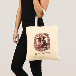 Bolsa Tote Bruxa Básica Rosa Floral Bruxa & Gata Preta Coquet