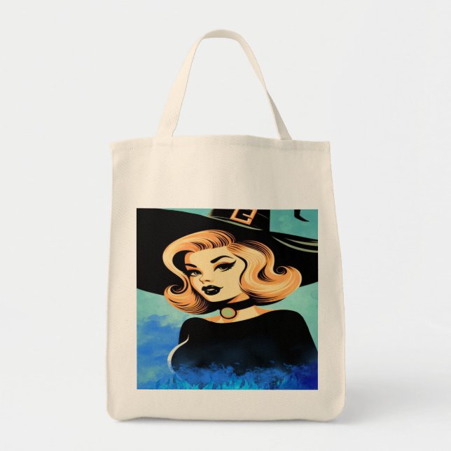 Bolsa Tote Bruxa Bonita Cercada Por Fumaça Azul (Frente)