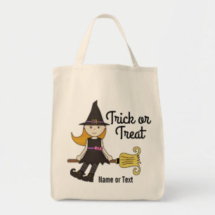 Bolsa Tote Bruxa bonito do Dia das Bruxas na vara da vassoura