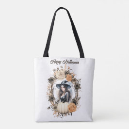 Bolsa Tote Bruxa bonito no Halloween Wreath