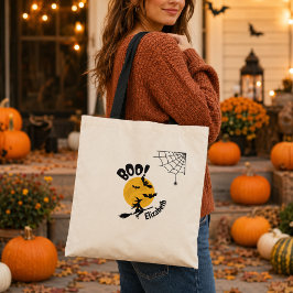 Bolsa Tote Bruxa Boo Personalizada, Morcegos e Lua Cheia no H