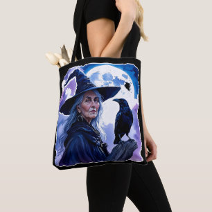 Bolsa Tote Bruxa com um Corvo - Diversão de Fã de Halloween 1