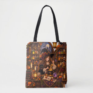 Bolsa Tote Bruxa da Farmácia Aconchegante de Halloween