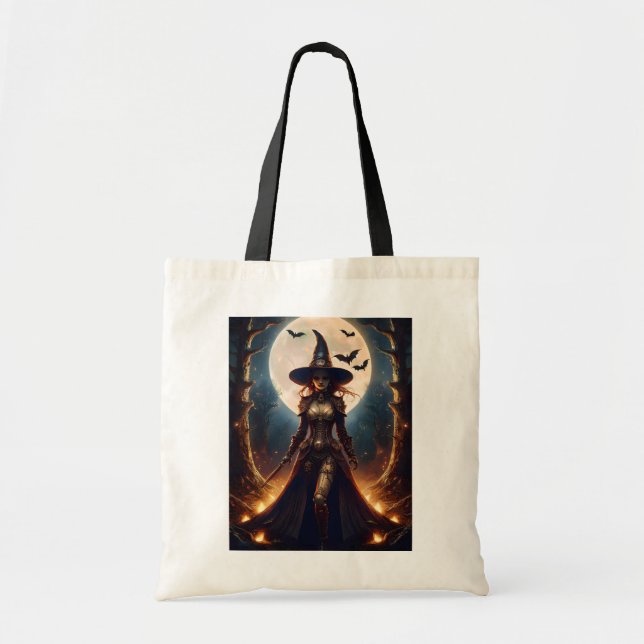 Bolsa Tote Bruxa da Floresta Steampunk do Halloween (Frente)