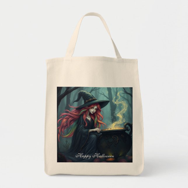 Bolsa Tote Bruxa de Halloween (Frente)