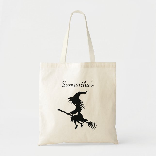 Bolsa Tote Bruxa de Halloween Personalizável (Frente)