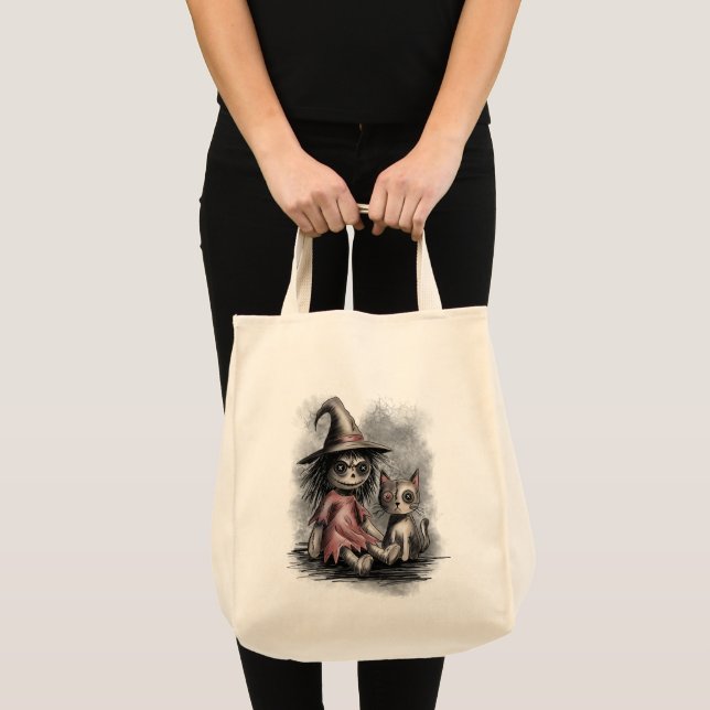 Bolsa Tote Bruxa de trapo e gato (Frente (produto))