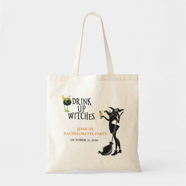 Bolsa Tote Bruxa do Halloween Beba Vem Solteira (Frente)