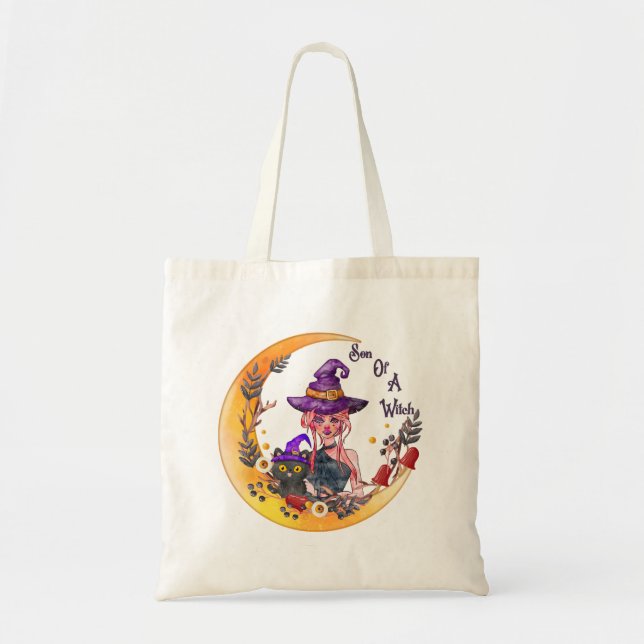Bolsa Tote Bruxa e Gato Negro (Frente)