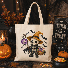 Bolsa Tote Bruxa Esqueleto de Bebê Halloween Truque ou Tratad