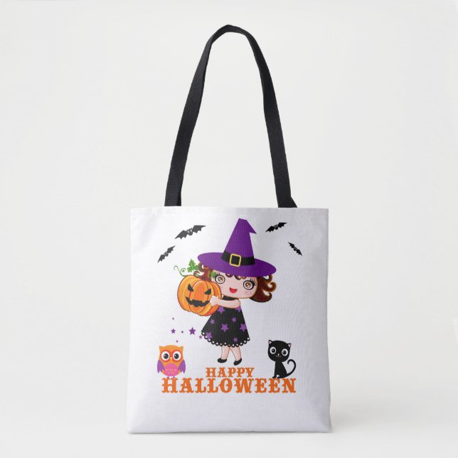 Bolsa Tote bruxa fofa maldita (Frente)