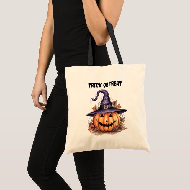 Bolsa Tote Bruxa Jack o'Lantern Kids Halloween (Frente (produto))