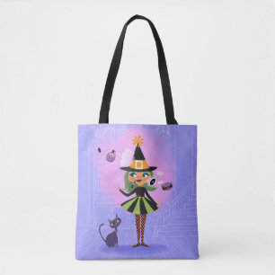 Bolsa Tote Bruxa Mágica de Cabelo Verde do Halloween