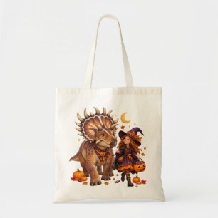 Bolsa Tote Bruxa Menina & Kosmoceratops Halloween Doces ou Tr